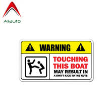 Aliauto Warning Car Sticker Touching This Boat May Result In A Swift Kick To The Nuts Decal Accessories PVC for Seat Vw,13cm*7cm 2024 - buy cheap