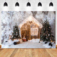 Winter Snow Backdrop for Photography Christmas Tree Frozen Wonderland House Xmas Party Banner Decor Background Rabbit Light 2024 - buy cheap