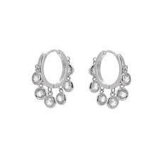 Silver Plated Round Hoop Earrings For Women Multi Tassel White Cubic Zircon Stone Earrings Wedding Brides Jewelry Gift 2020 2024 - buy cheap