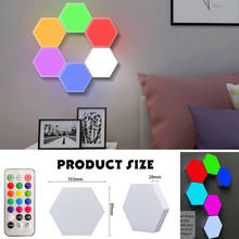 Lámpara de iluminación sensible al tacto, Hexagonal, cuántica, Modular, LED, CC, luz nocturna, RGB, remoto, decoración creativa, luz de pared, 1-10 Uds. 2024 - compra barato