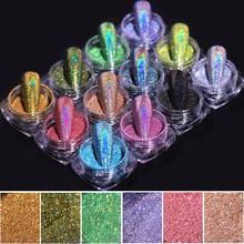 Holographic Nail Powder Laser Glitter Pigments Sparkly Nail Art Flakes Decoration DIY Polish Tools 12 Colors  0.5g/Box 2024 - buy cheap