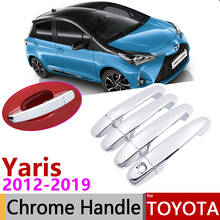 Cubierta cromada de puerta para coche, accesorios de pegatinas, conjunto de molduras, para Toyota Yaris XP130 Vitz 2012 ~ 2019 2013 2014 2015 2016 2017 2024 - compra barato