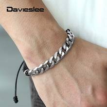 8mm Stainless Steel Bracelets Men Rope Cuban Link Hand Chain Adjustable Man Made Leather Bracelets for Men Pulseras LDLBM38 2024 - buy cheap