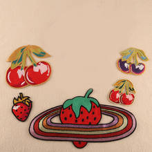 Strawberry Cherry  Embroidery Parches Iron on Strawberry planet Patches for Clothing DIY Foods  Clothes Fruit Sticker Appliques 2024 - buy cheap