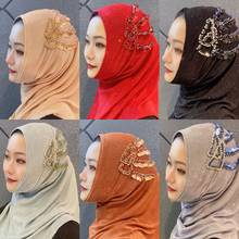 Fashion Women Sequins Rhinestone Muslim Hijab Islamic Scarf Arab Shawls Turban Headwaear 2024 - buy cheap