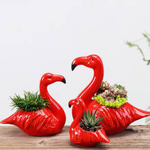 Vaso de flores de cerâmica suculentas flor criatividade flamingo recipiente de plantas ao ar livre enfeites de mesa decorações de cerâmica plantas em vasos 2024 - compre barato