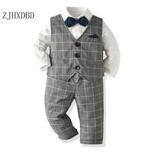 4pcs Kids Formal School Suits Baby Boys Suit Spring Toddler Boy Blazers Cotton Child Costume Wedding Wear Infant Clothing Sets 2024 - buy cheap