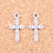200 Uds. Encantos cruz cristiana 15x7mm colgantes antiguos, joyería de plata tibetana Vintage, collar de pulsera DIY 2024 - compra barato