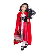 Vestido de menina, fantasia de festa, roupa vermelha, chapeuzinho, bebê, meninas, halloween, traje infantil 2024 - compre barato