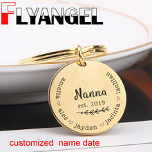 FLYANGEL Nanna Key Chain Name Date Customized Keyring  Engraved Grandchildren Name Bag Charm Jewelry For Nanna Gifts 2024 - buy cheap