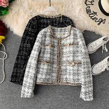 Small Fragrance Tassel Wave Short Jacket Women O Neck Patchwork Tweed Coat Femme Autumn Elegant Slim Fit Jacket 2024 - buy cheap