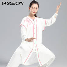 Новый костюм для Тай-Чи, женский костюм для боевых искусств, традиционный костюм для выступлений, одежда для соревнований по Тай-Чи, белый костюм для кунг-фу, Тай-Чи 2024 - купить недорого