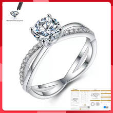 Anel de prata esterlina moissanite 925, joia fina, corte redondo, anéis de diamante de aniversário 1ct 2ct, para namorada 2024 - compre barato