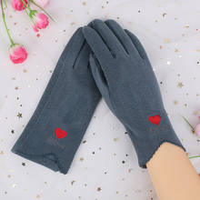 Guantes de Cachemira para mujer, manoplas delgadas y cálidas de dedo completo con lazo de corazón y amor, para ciclismo y conducción con pantalla táctil, J21, primavera y otoño 2024 - compra barato