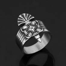 Stainless steel norse viking Nordic Talisman amulet odin raven Ring 2024 - buy cheap