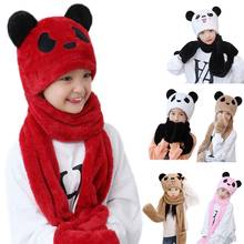 Gorro-cachecol 3 em 1 para crianças, conjunto de luvas e cachecol de pelúcia com orelhas de panda para bebês e crianças 6xda 2024 - compre barato