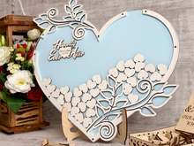 Guestbook Rustic Wedding Guest Book Alternative frame Blue Drop box heart Wedding Wishes Wedding idea Wood drop box Personalized 2024 - buy cheap