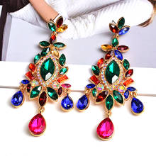 Wholesale Vintage Colorful Rhinestone Long Earring High-Quality New Crystal Jewelry Accessories For Women Pendientes Bijoux Gift 2024 - buy cheap