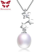 HENGSHENG-colgante de Plata de Ley 925 con forma de estrella para mujer, joyería fina, collar de perlas ovaladas de agua dulce naturales genuinas, regalo 2024 - compra barato