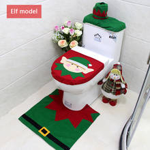 3pcs Christmas Red Bathroom Rug Set Santa Claus Snowman Decorative Toilet Seat Cover New Year Christmas Decorations for Home 2024 - buy cheap