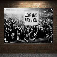 Música rock banners bandeiras da parede arte da lona pintura da música do vintage posters e cópias fotos de parede para sala estar decoração casa a6 2024 - compre barato