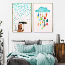 Cartoon Umbrellas Bear Canvas Paintings On The Wall Art Poster And Print Wall Picture For Kids Room Decor Home Decor Cuadros 2024 - buy cheap