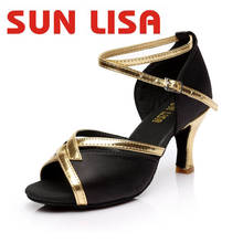 Женская обувь для латинских танцев SUN LISA, танцевальная обувь для сальсы, Танго, бальных танцев, обувь для танцев на высоком каблуке 5/7 см 2024 - купить недорого