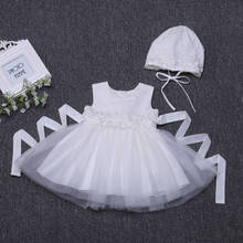 Vestido de boda blanco Vintage para bebé, ropa de verano para recién nacido, vestido de cumpleaños de encaje para niño y niña, ropa de Bautismo con diadema 2024 - compra barato