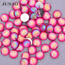 Junao 200 peça 10mm rosa ab concha redonda strass aplique com parte traseira lisa pedras de resina decoração pedras de cristal cola em scrapbook 2024 - compre barato