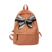 Mochila feminina de lona, mochila escolar de lona com laço, para laptop de alta qualidade, para meninas adolescentes 2024 - compre barato
