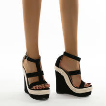 Sandália feminina palha com fivela aberta, calçado feminino casual plataforma 2024 - compre barato