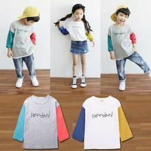 Осенняя детская футболка футболки с принтом для мальчиков и девочек хлопковая толстовка с длинными рукавами Повседневная футболка для малышей, блузка 2024 - купить недорого
