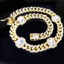В стиле «хип-хоп» CZ AAA льдом квадратном каблуке с украшением в виде кристаллов в Кубинском стиле 12,5 мм цепи ожерелье браслет ювелирные изделия для мужчин и женщин 2024 - купить недорого