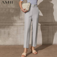 AMII Minimalism Summer Women's Pants Fashion High Waist Casual Pant Elegant Office Lady Solid Sashes Pant Female Bottom 12140036 2024 - buy cheap