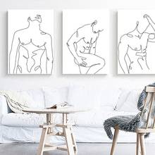 Male Figure Canvas Painting Abstract Man Body Print Line Wall Art Poster Nude Painting Simple Mural Home Decoration 2024 - buy cheap