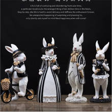 Artesanía de resina creativa, estatua familiar de conejo, adornos de mesa, accesorios de decoración del hogar, regalos de cumpleaños, escultura 2024 - compra barato