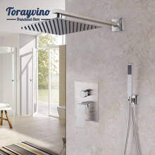 Bathroom Shower Faucet Set 10 Inch Brush Nickel Rainfall Shower Kits Shower Head  Spout  Faucets Wall Mounted Mixer Taps 2024 - купить недорого