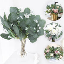 2Pcs Artificial Plants Green Eucalyptus Leaves DIY Bridal Bouquet Fake Flowers For Home Garden Party Wedding Flower Decorations 2024 - buy cheap
