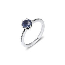 Женское кольцо из серебра 925 пробы, с синей блестящей короной 2024 - купить недорого