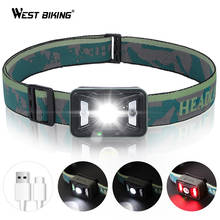 WEST BIKING Rechargeable LED Headlamp Adjustable Angle Body Motion Sensor Headlight IPX5 Waterproof Head Flashlight Bike Light 2024 - buy cheap