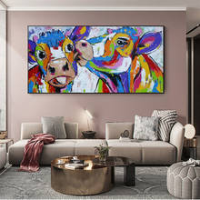 Pintura impresa en lienzo de Bison Cow, cuadro colorido de Animal de dibujos animados, imagen de pared para habitación de niños, sala de estar, decoración del hogar, póster 2024 - compra barato