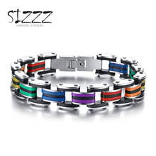 Silicone 316L  Stainless Steel Bracelet Men Bangle  Rainbow Color  Clasp LGBT Bracelet  Gay Pride  Bracelet For Men Women 2024 - buy cheap