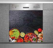 Atacado 3d quente picante máquina de lavar louça geladeira freeze adesivo arte geladeira porta capa papel parede da cozinha adesivos 2024 - compre barato