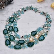 GuaiGuai Jewelry 21" 3 Strands Green Cat Eye Agate Gems Stone Crystal Necklace 2024 - buy cheap