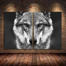 Pintura en lienzo de estilo nórdico con cabeza de Lobo, carteles impresos en blanco y negro, imágenes artísticas para pared, decoración de la habitación del hogar, sin marco 2024 - compra barato