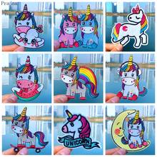 Prajna-Parche de unicornio arcoíris para ropa, parches bordados de dibujos animados a rayas para ropa, pegatina Anaimal para planchar para niños 2024 - compra barato