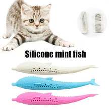 Силиконовые кошачья мята Рыба игрушки для кошек boothbrush ПЭТ молярная палочка для чистки зубов интерактивная игрушка для кошек Котенок Играть товары для домашних животных 2024 - купить недорого