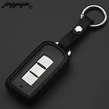 jingyuqin Carbon Fiber Silicone Car Key Case Cover Remote Fob for Mitsubishi Outlander 2016 Lancer 10 Pajero Sport  ASX Colt 2024 - buy cheap