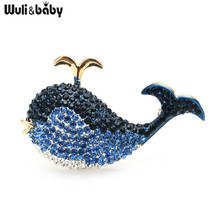 Wuli&baby Sparkling Dolphin Brooche For Women Unisex Blue Fish Party Office Brooch Pins Gifts 2024 - buy cheap