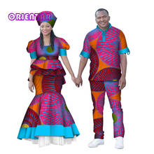 African Clothes for Couples Men Women African Print Tops and Long Skirt Shirt and Pants Couples Clothing Valentine's Day WYQ150 2024 - buy cheap